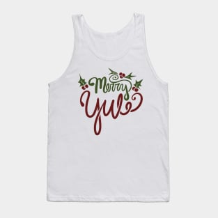 Merry Yule With Holly and Berries Tank Top